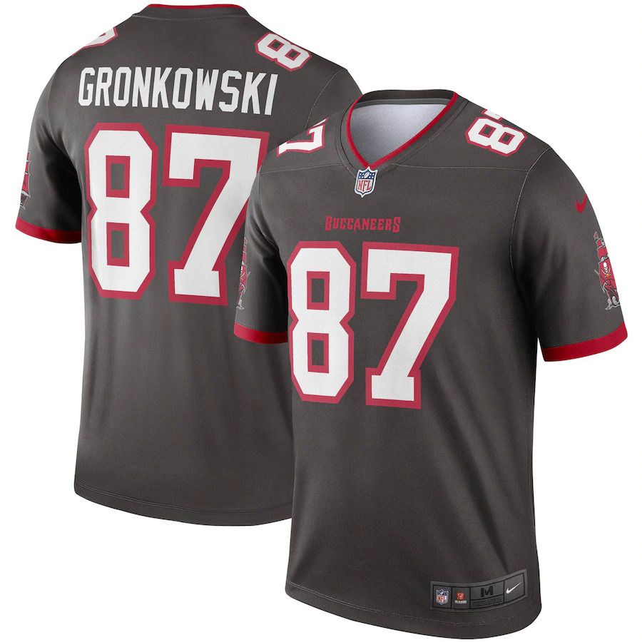 Men Tampa Bay Buccaneers 87 Rob Gronkowski Nike Pewter Alternate Legend NFL Jersey